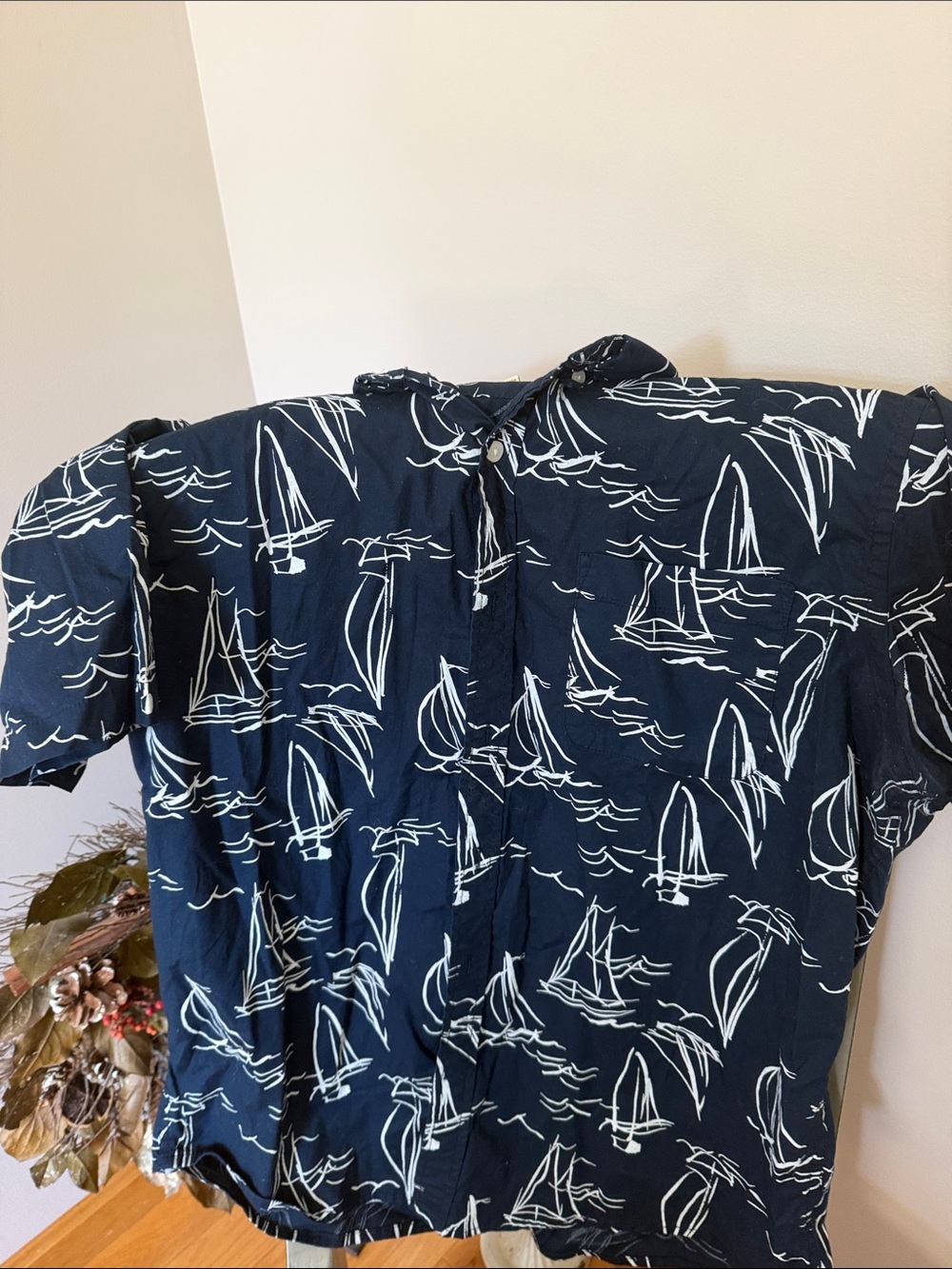 St. John's Bay Navy Shirt with White Sailboat Print